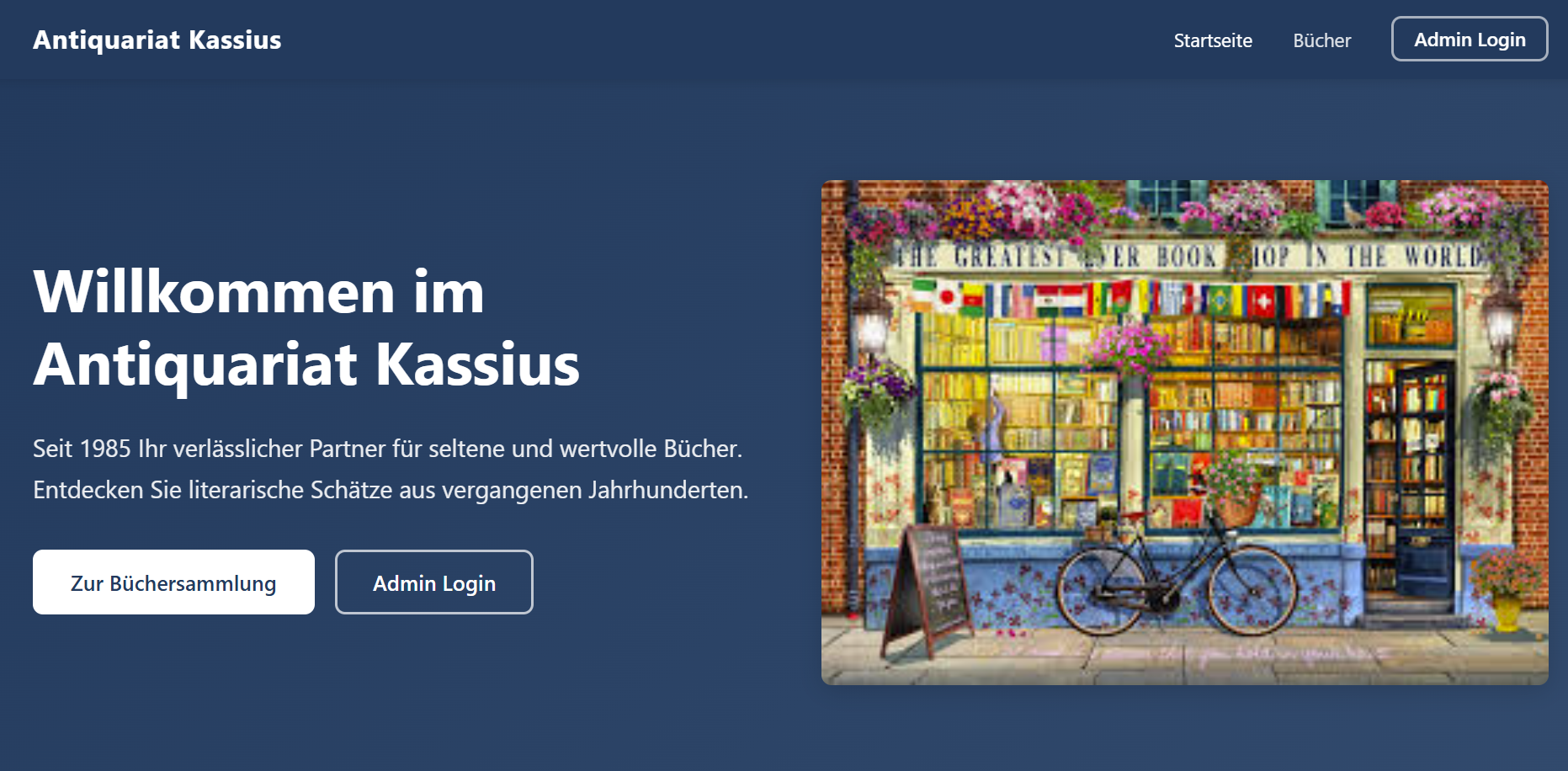 Screenshot der Antiquariat-Kassius-Website