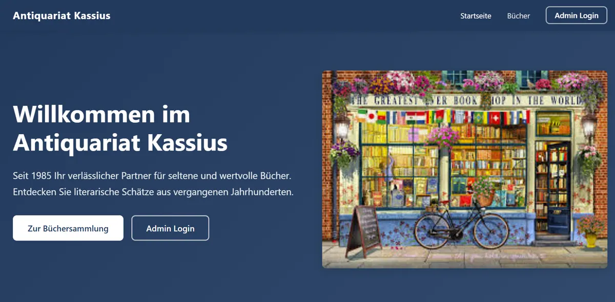 Screenshot der Antiquariat-Kassius-Website