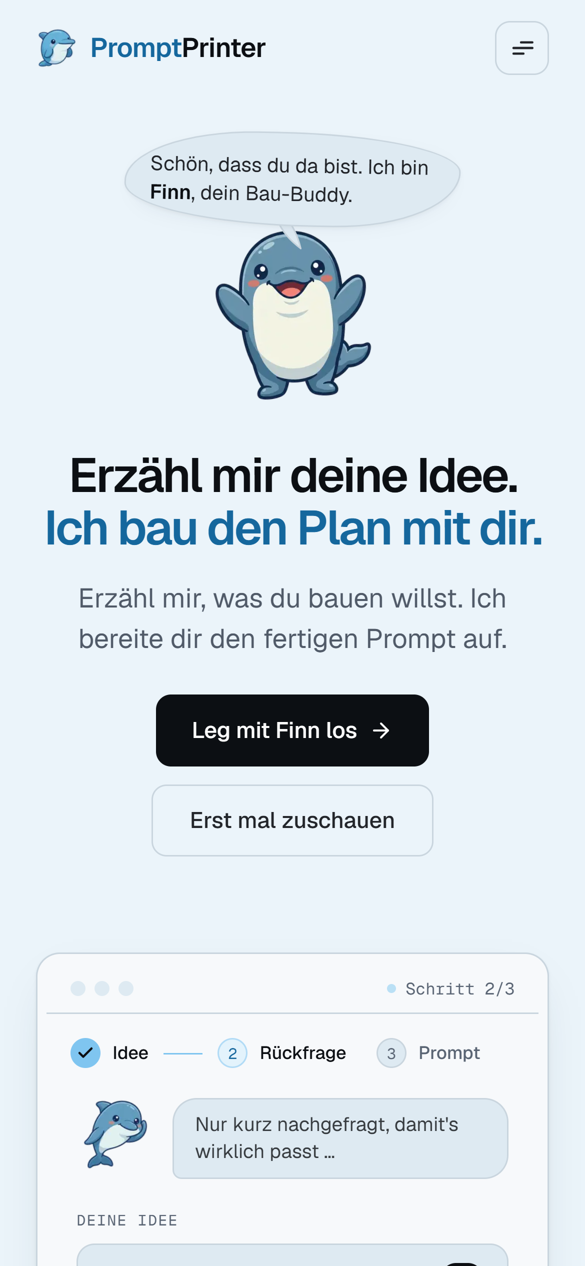 Landing Page auf dem Smartphone