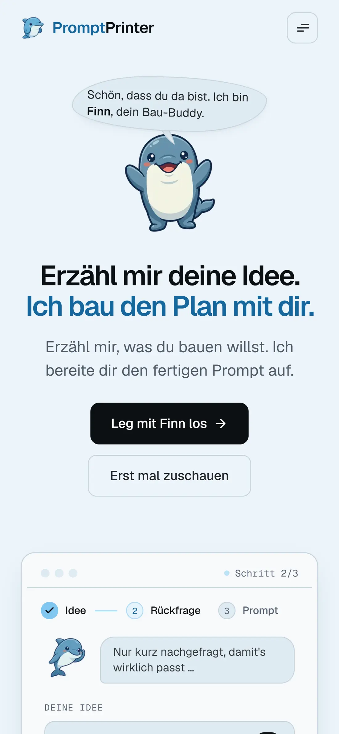 Landing Page auf dem Smartphone