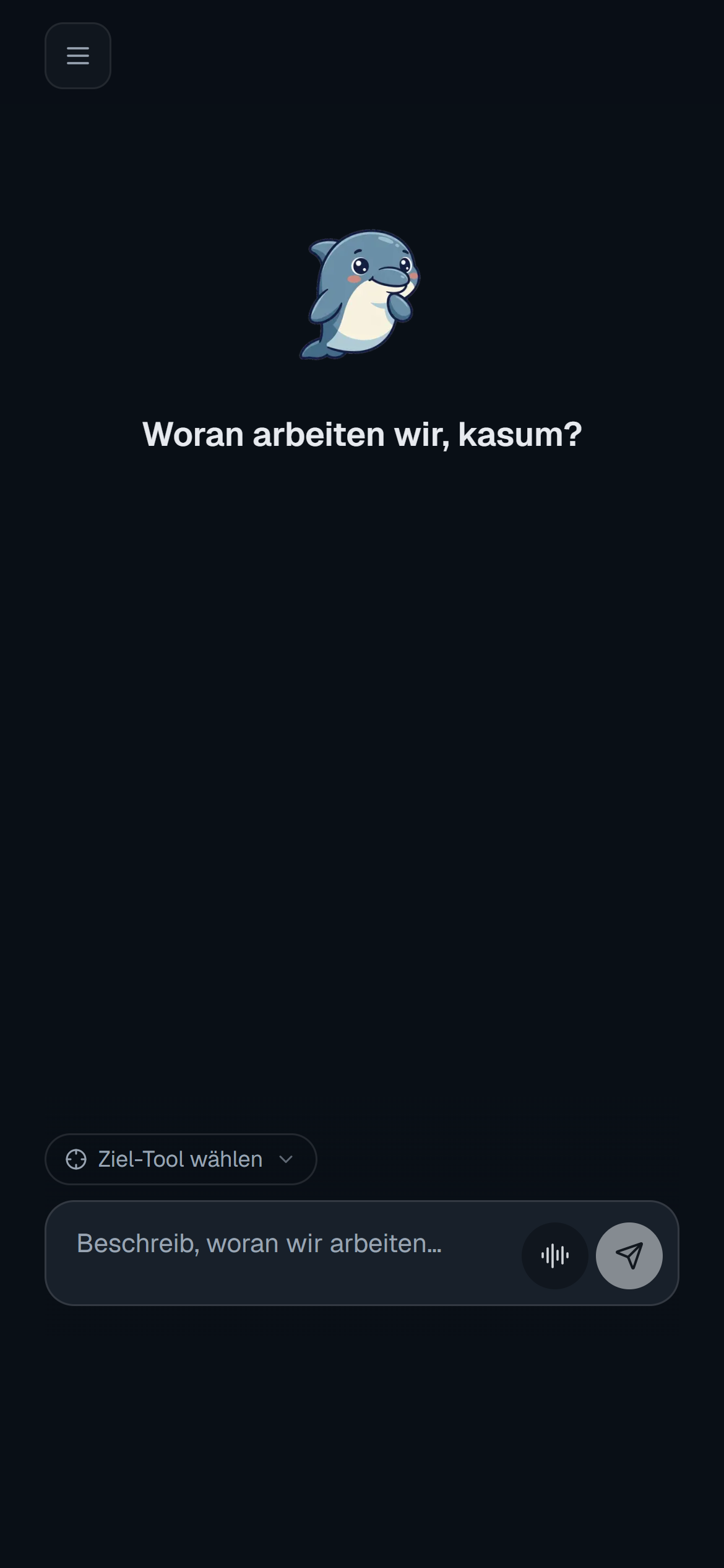 Der leere Chat auf dem Smartphone: Finn begrüsst dich mit Namen